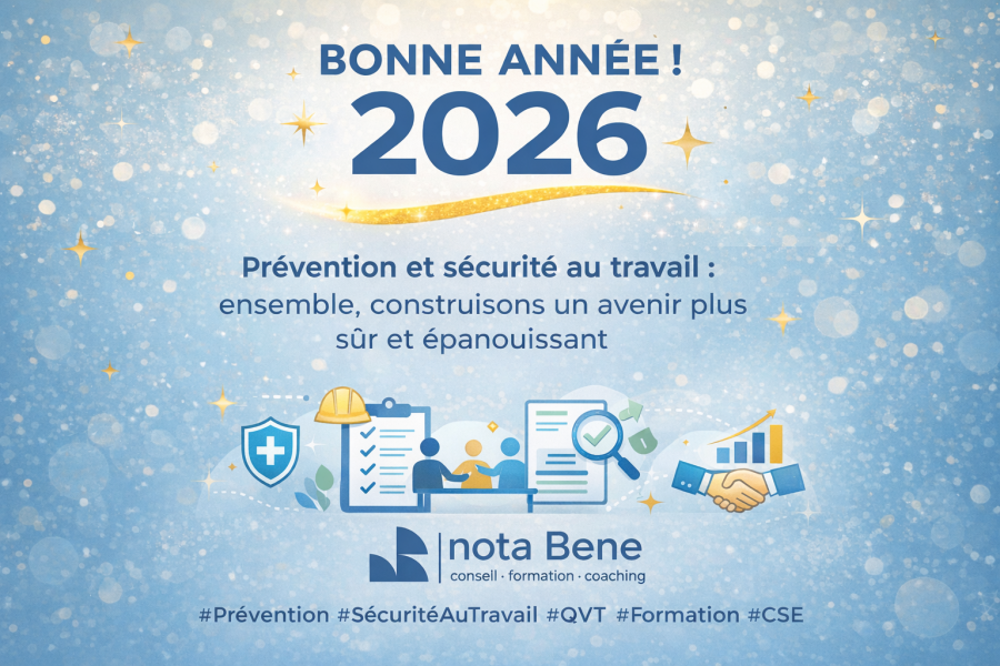 carte de vœux 2026 Nota Bene – prévention et sécurité au travail, formations CSE et SSCT